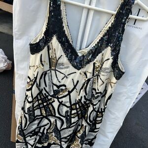 Sequin Embellished Dress with Black and Gold Accents